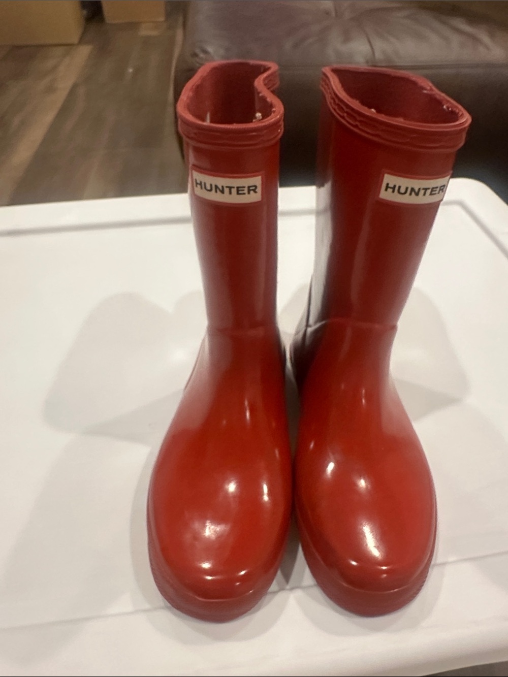Hunter Kids Bright Red Gloss Rain Boots